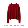 Cardigan de Tricô Trançado Novo Outono e Inverno 100% Caxemira Pura Jaqueta Tricotada Gola Redonda Temperamento Quente Macio Aderente Botão Único Feminino