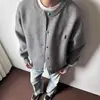 Jaqueta Tricotada Design Americano Peso Pesado Masculina Outono e Inverno Suéter de Alta Qualidade Cardigã Top Americano Cleanfit