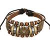 Pulseira de couro de vaca com contas de novo estilo Atacado de joias da Coreia do Sul Pulseira de múltiplas contas Joias para estudantes Pulseira de couro retrô