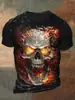 Camiseta Informal Versátil de Moda Tendencia de Alta Calidad con Estampado de Calavera para Hombre de Manga Corta, Transfronteriza Europea y Americana, Nueva 2025