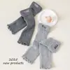 Calcetines para Niños para Primavera y Otoño, Calcetines Largos con Volantes de Encaje para Niñas, Estilo Coreano con Lazo Bordado, Versátiles Calcetines de Media Pantorrilla
