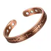 Set Popular Transfronterizo de Pulsera y Anillo Magnéticos, Diseño Floral Retro Europeo y Americano, Acabado Cepillado de Cobre Rojo Antiguo, Joyería de Estilo Vintage para Parejas