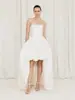 Vestido de novia ligero estilo francés, sin tirantes, tafetán simple, sensación de nicho de alta gama, corto por delante y largo por detrás, vestido para fotografía de viaje al aire libre, falda abullonada