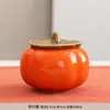Lata de Chá Cerâmica Ruyi de Caqui Lata Selada em Formato de Caqui Pote de Doces de Casamento Lata para Presente de Inauguração de Casa Imprimir Logo