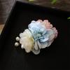 Flor de seda antiga peônia flor grampo de cabelo hanfu clipe lateral doce flor headwear cavalo saia acessórios atmosfera chapelaria
