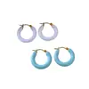 Pendientes de Aro Minimalistas Versátiles de Moda con Temperamento Fresco de Esmalte con un Toque de Lujo Ligero y de Gama Alta