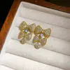 Brincos de borboleta com zircônia e franja em gota de água estilo coreano, brincos de luxo leve de alta qualidade, modernos e requintados, versáteis para o dia a dia, acessórios de orelha