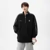Sudadera de Estilo Americano con Rayas y Cuello Alto para Parejas para Hombres, Top Retro de Media Cremallera de Moda Otoñal con un Diseño Único, Chaqueta Deportiva Pesada