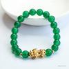 Pulseira de Calcedônia Verde Natural Guan Yu Pulseira de Ágata Pixiu Fábrica de Joias Atacado Dropshipping S2102604