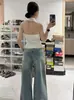 Venta Directa de Fábrica Jeans Rectos Vintage Desgastados para Mujer, Tallas Grandes, Petite, Tipo Pera, Pantalones Adelgazantes Ajustados de Pierna Ancha