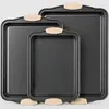 Conjunto personalizado de três peças de forma para assar antiaderente de aço carbono com alças de silicone antiescaldantes, cores personalizadas, assadeira para forno doméstico