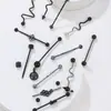 Pendientes de acero inoxidable 316L estilo punk transfronterizo nuevo, puente de oreja, pintura en aerosol degradado blanco y negro, puente de oreja, venta al por mayor