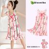 Novo Pijama Infantil para Meninas, Vestido de Verão com Alça Fina, Pijama Fino de Algodão Nuvem para Menina Princesa, Roupa de Casa para Crianças Maiores