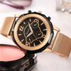 Reloj de correa de malla para mujer de seis agujas Geneva moda para hombre ultra-delgado de acero transfronterizos relojes Amazon explosiones al por mayor