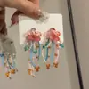 Pendientes de Borla con Cuentas de Tela de Flor de Hada Super para Mujer, Pendientes Pequeños Frescos y Elegantes, Pendientes Dulces y Elegantes Estilo Vacaciones