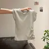 Menta Mambo 2025 Design Único e Chique com Cordão Tricô de Manga Curta Seda de Gelo Cintura Gola Redonda Top Emagrecedor para Mulheres