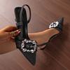 Sandalias de Tacón Ultra Alto de Punta con Lazo de Pedrería y Diseño Hueco, Estilo Nuevo de Verano 2025, Tallas Plus Europeas y Americanas para Mujer