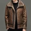 Bg-Dfn2605 Outono e Inverno Novo Haining Pele Peça Única Masculina Regular Pele de Ovelha Roupa Exterior Lapela Preto