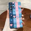 Venda Quente Amazon Xadrez Azul Rosa Coração 3D Estrela Galáxia S24 Película Capa Rígida S26 Bloqueio de Cor Capa de Celular