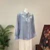 [Zhili] Nueva camisa cómoda bordada de estilo chino con cuello mao, versátil para el otoño de 2026, nuevo top de manga larga de estilo nacional para mujer