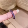 Anillo Redondo de Zircón Violeta, Simple y Moderno, Lujo Ligero, Sensación de Alta Gama, Joyería Versátil para el Viaje Diario al Trabajo al por Mayor