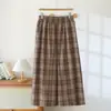 Calças xadrez finas de perna larga para primavera e outono para mulheres, calças de malha de algodão puro, multicoloridas, adequadas para exercícios matinais, disponíveis em tamanhos jovem, adulto e plus size