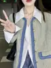 Versátil Chaqueta de Mezclilla Patchwork Estilo Francés con Elegancia Única, Pequeño Estilo Chic Chanel, Cardigan Distintivo de Moda Otoño/Invierno 2025