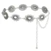 Corrente de Cintura Círculo de Metal Prateado Retrô Acessório Feminino para Vestidos Corrente Estendida Versátil Decoração Cinto de Cintura Acessório de Garota Popular