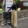 Pantalones Casuales Largos Retro de Cintura Alta Estilo BF para Mujer Otoño 2026 Holgados con Bolsillo con Cremallera High Street