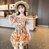 Vestido de Chaleco Floral para Niña 2025 Nuevo Vestido Dulce de Princesa Marinera de Playa con Estampado Estéreo 3D para Niña