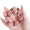 Rosa Seca Regalo Cristal de Fresa Natural Ciprés Rojo Rosa de Tres Caras Disco de Madera de Rosa Cambiará de Color al Jugar con la Mano Joyería Regalo