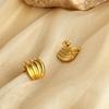 Pendientes de acero inoxidable de oro de 18 quilates con textura geométrica y personalidad exagerada para mujer.