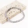 Pulseira de Tennis Cruzada Hip-Hop Europeia e Americana de Aço Inoxidável com Zircônia, Pulseira Simples Multicor Cravejada com Diamantes para Homens e Mulheres, Atacado