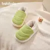 Chinelos de Algodão Balabala Kidsren com Salto para Meninos e Meninas Forrados com Lã e Espessados Sapatos de Algodão para Bebê Quentes para Outono e Inverno Sapatos de Casa Internos