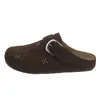 Versión de cuero~Altura interior aumentada, retro, con pedrería, diseño de fuegos artificiales, zapatos Birkenstock para mujer, nuevos, de suela gruesa, sin cordones, puntera cerrada, mules
