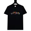 Camiseta Supreme de Manga Corta, Peso Pesado Marca de Moda Americana Clásica Estampado de Letras Caja Cuello Redondo Holgada de Media Manga para Hombres y Mujeres