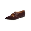 Zapatos Mary Jane de piel de vaca lavada de alta calidad con aumento interno de altura, colección otoño 2026, punta fina, tacón bajo, zapatos de mujer de cuero genuino