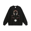Camiseta de manga larga lavada pesada, estilo nacional, de estilo americano, para hombre y mujer, estilo hip hop, estilo retro de calle, holgada y combinable.