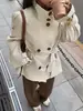 Moda Británica de Mujer Nueva Primavera 2026 AliExpress Transfronterizo Gabardina de Manga Larga con Botones, Cordones y Ceñidor en la Cintura