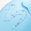 Novo Colar de Zircônia Flor Estrelada Pérola de Alto Padrão Outono e Inverno para Mulheres, Corrente de Suéter de Luxo Leve Choker