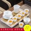 Fábrica de Conjuntos de Chá Vendas Diretas Conjunto de Chá Kung Fu de Porcelana Branca Conjunto Completo de Conjunto de Chá Kung Fu Bandeja de Chá Moderna Simples para Uso Doméstico Item Padrão