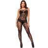 Tirantes Sexy Ropa Interior Sexy Espalda Descubierta Malla Medias de Seda Sling de Extremo Abierto Cuerpo Completo Ropa de Seda Negra Mallas de Puro Deseo