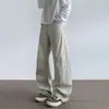 Calças Casuais de Trabalho Estilo Americano para Homens no Inverno, Moda Trendy High Street Calças de Perna Larga Retas Soltas