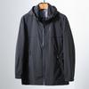 Marca de comércio exterior Homens alta drape trench coat jaqueta masculina destacável boné outono casual casaco preto JK106