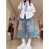 Jeans Cortos Estampados con Graffiti de Colores para Niños y Niñas en Verano Estilo Americano High Street Pantalones a Media Pierna Rectos Holgados Shorts