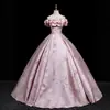 Vestido de Noche Rosa de un Hombro Estilo Europeo y Americano Transfronterizo Tk para Estudiantes, Vestido de Graduación de Secundaria, Vestido de Presentación para Anfitrionas, Vestido de Princesa