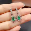 Pendientes de Esmeralda Natural Transfronterizos Accesorios para Mujer Nicho Alta Gama Joyería de Plata 925 4*6 Moda Venta Directa de Fábrica