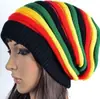 Chapéu jamaicano de reggae rasta Vermelho Amarelo Verde listrado de lã chapéu longo de tricô hip hop