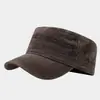 Gorra Plana Retro Británica Lavada Antigua Azul Marino Gorra Militar de Entrenamiento Placa Ligera Color Sólido Gorra Militar para Hombres y Mujeres Visera Corta Protector Solar Gorra de Béisbol