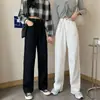 Jeans Preto de Barra Reta Feminino Cintura Alta 2021 Novo Estilo Coreano Primavera e Outono Solto Tamanho Grande Emagrecedor Calças de Perna Larga
